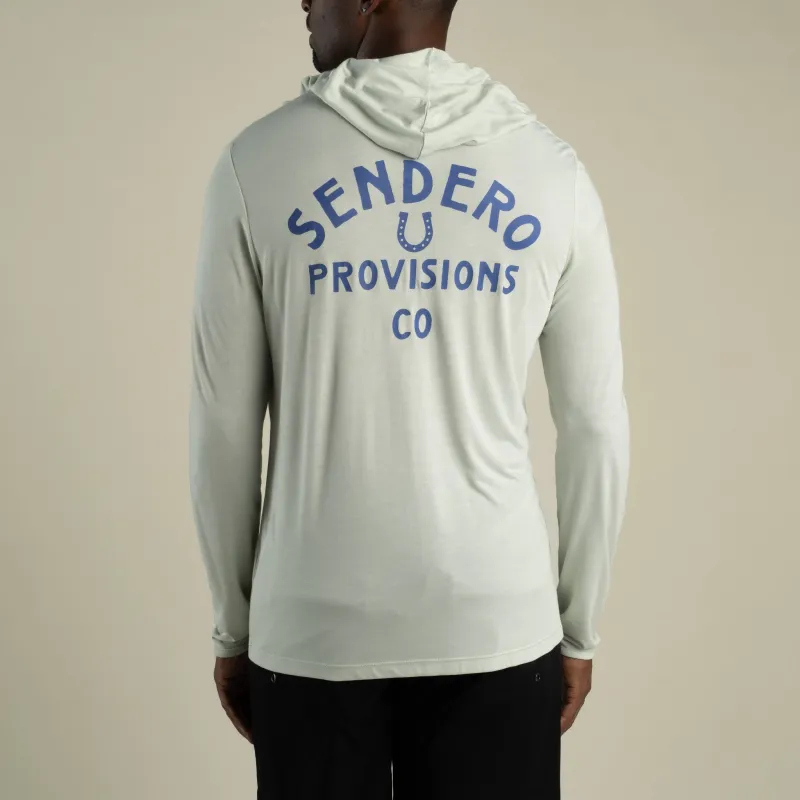 Yucatan Bamboo Hoodie Tech Long Sleeve Shirt - Sendero Horseshoe - Flats Green made by Sendero Provisions CO