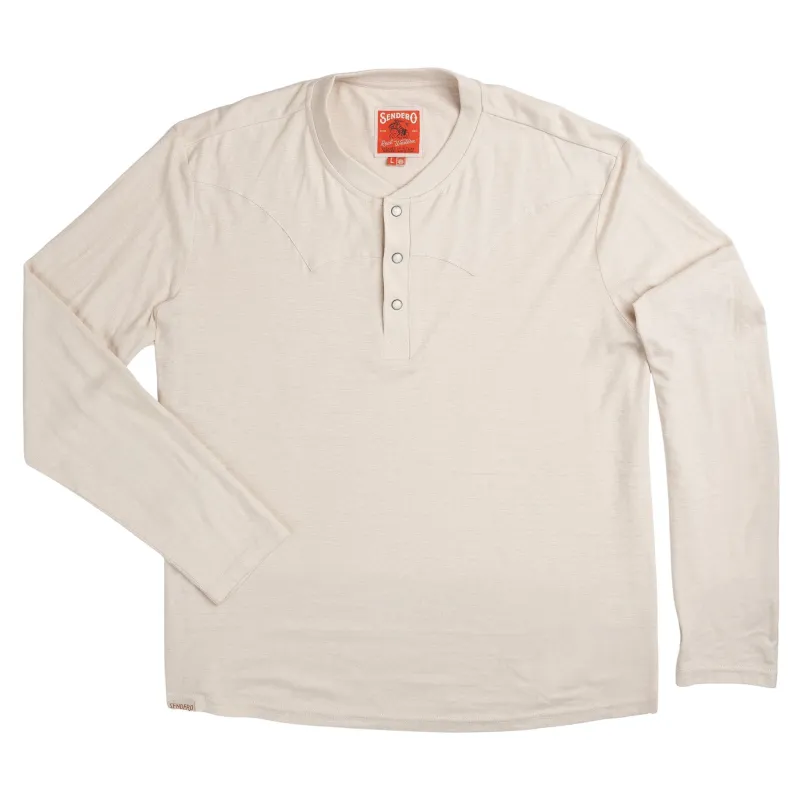 Tex Western Long Sleeve Henley - White made by Sendero Provisions CO