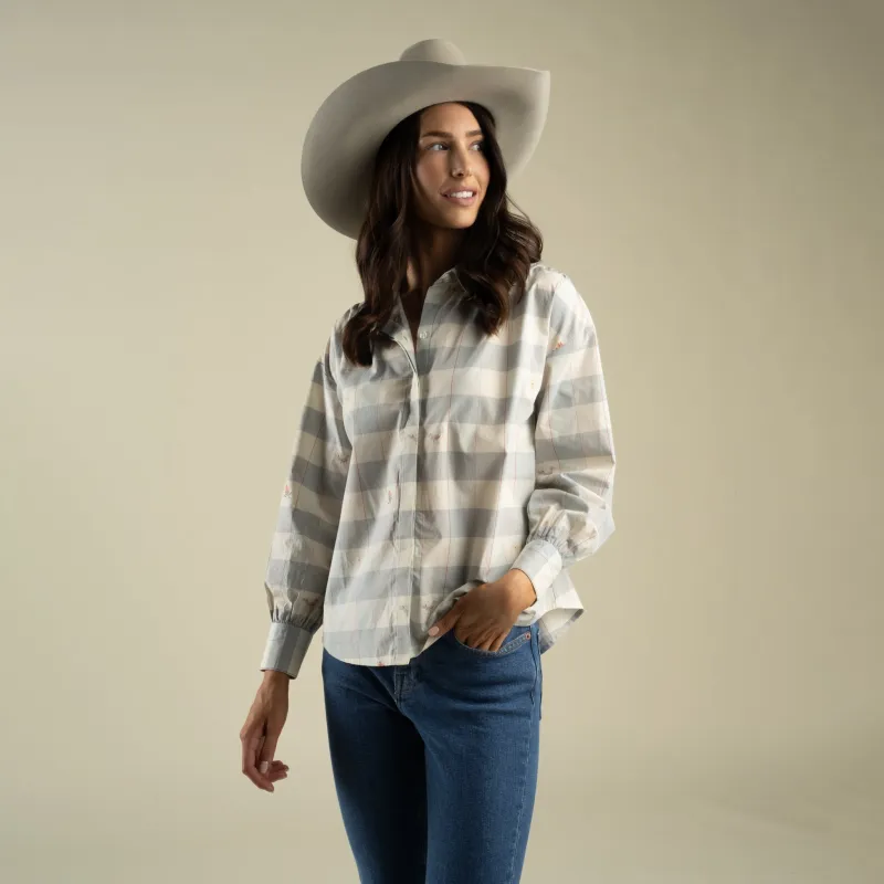 Helena Button Down - Paisano Check - Opal made by Sendero Provisions CO