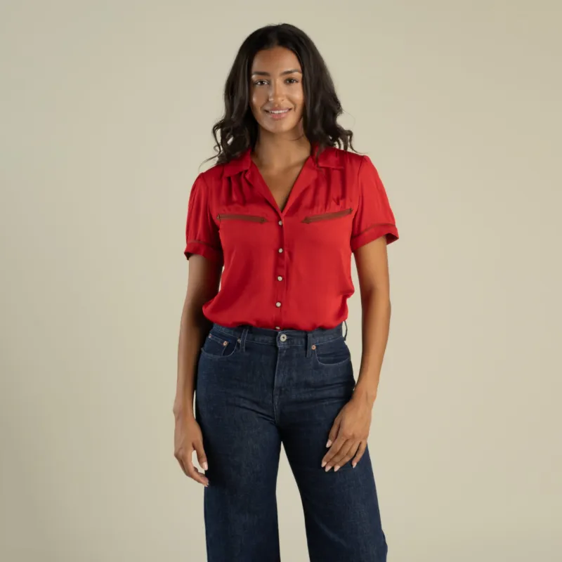 Cheyenne Western Blouse - Crimson made by Sendero Provisions CO