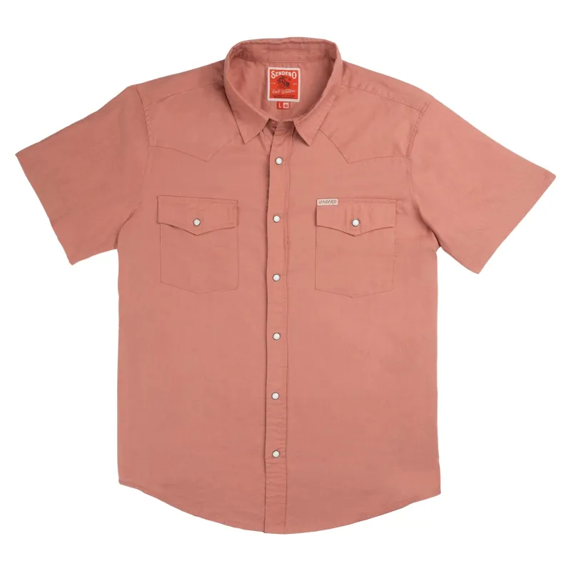 The Wyatt Pearl Snap Short Sleeve Solid Shirt - Nantucket Red made by Sendero Provisions CO