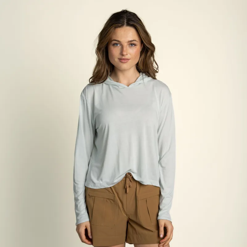Women's Yucatan Bamboo Hoodie Tech Long Sleeve Shirt - Frio Blue made by Sendero Provisions CO