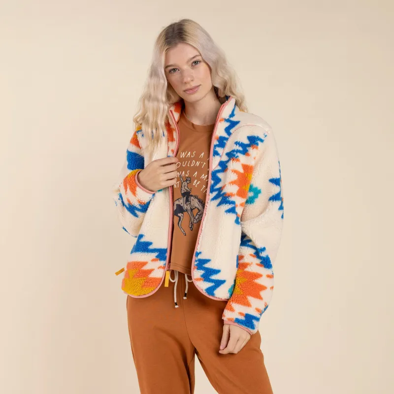 Sedona Fleece - Sante Fe Print - Vintage White made by Sendero Provisions CO
