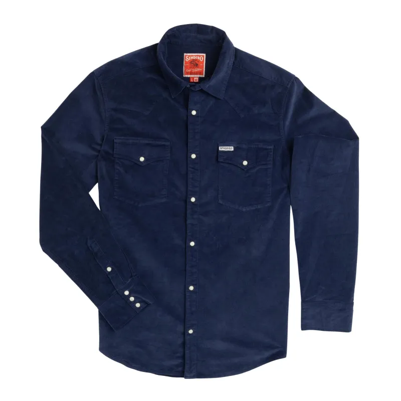 The Wyatt Pearl Snap Long Sleeve Corduroy Shirt - Navy made by Sendero Provisions CO