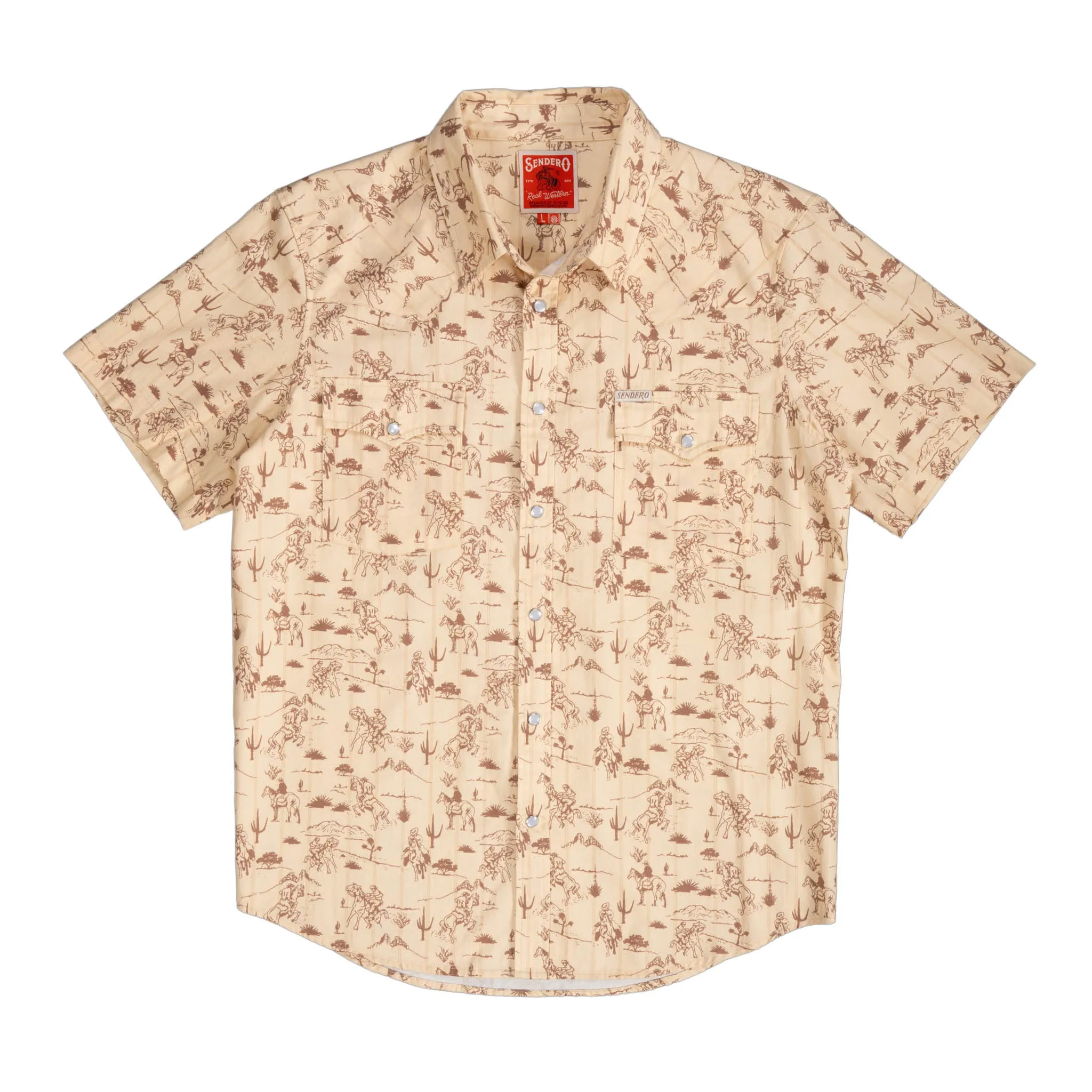 The Wyatt Pearl Snap Short Sleeve Serape Shirt sold by Sendero Provisions CO