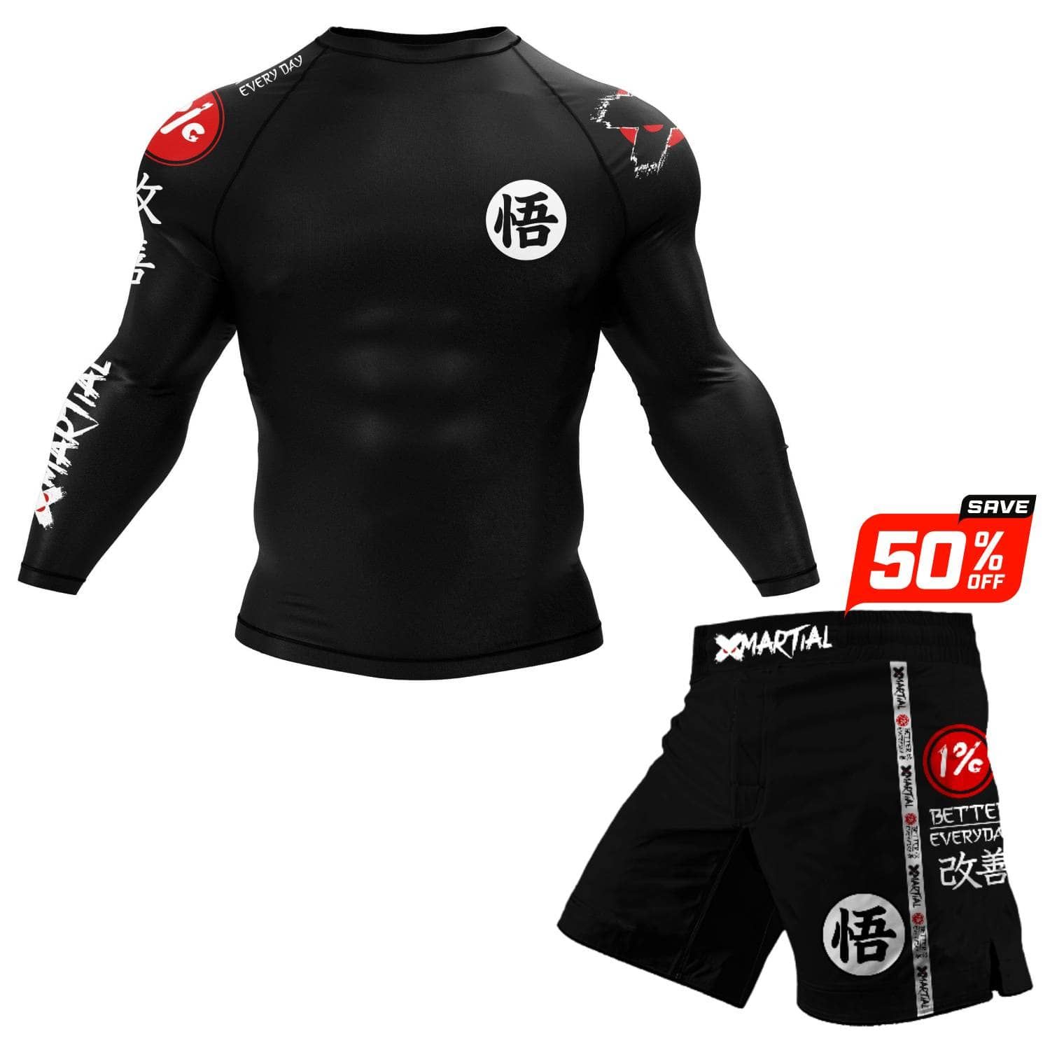 Kanji Black Rash Guard sold by XMartial