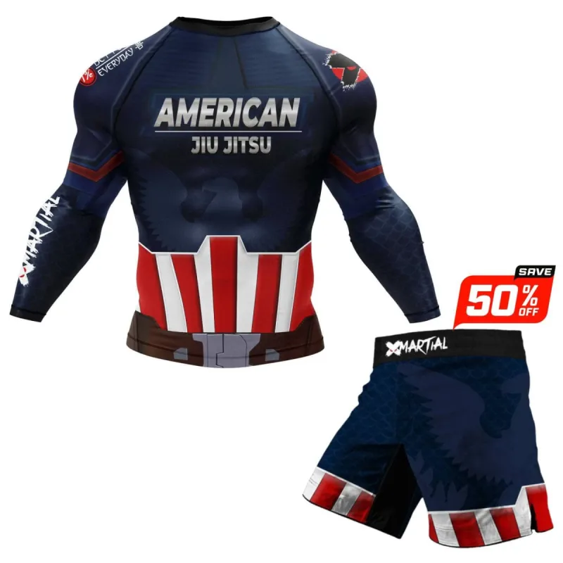 American Jiu Jitsu Hero BJJ Rash Guard sold by XMartial