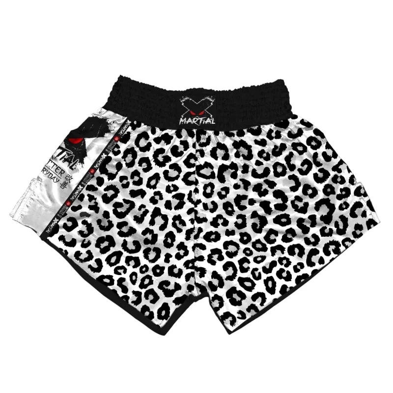 Black Leopard Muay Thai Shorts sold by XMartial