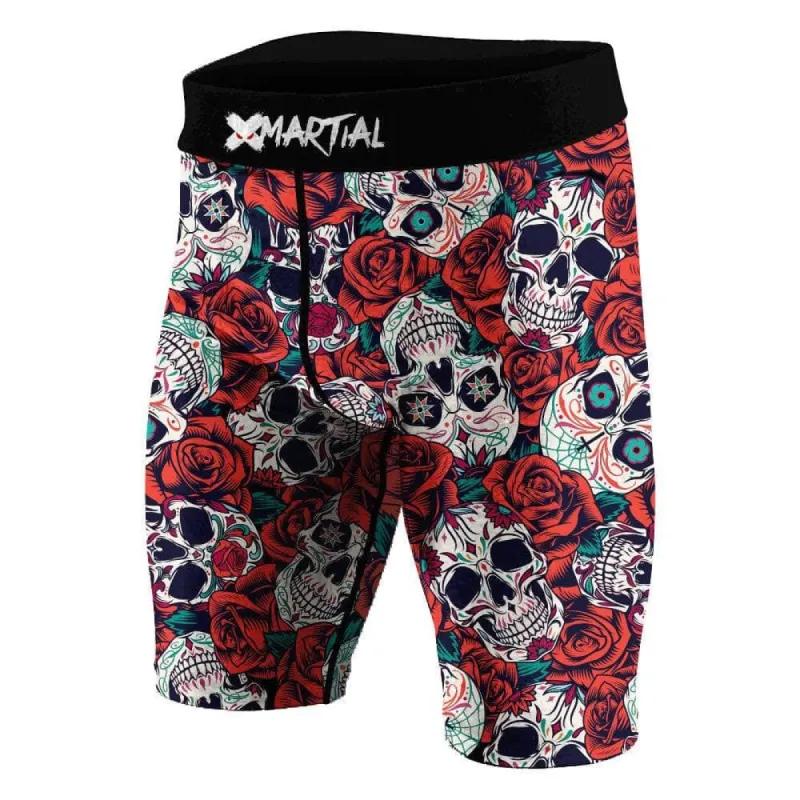 Skull and Roses BJJ/MMA Compression Shorts sold by XMartial