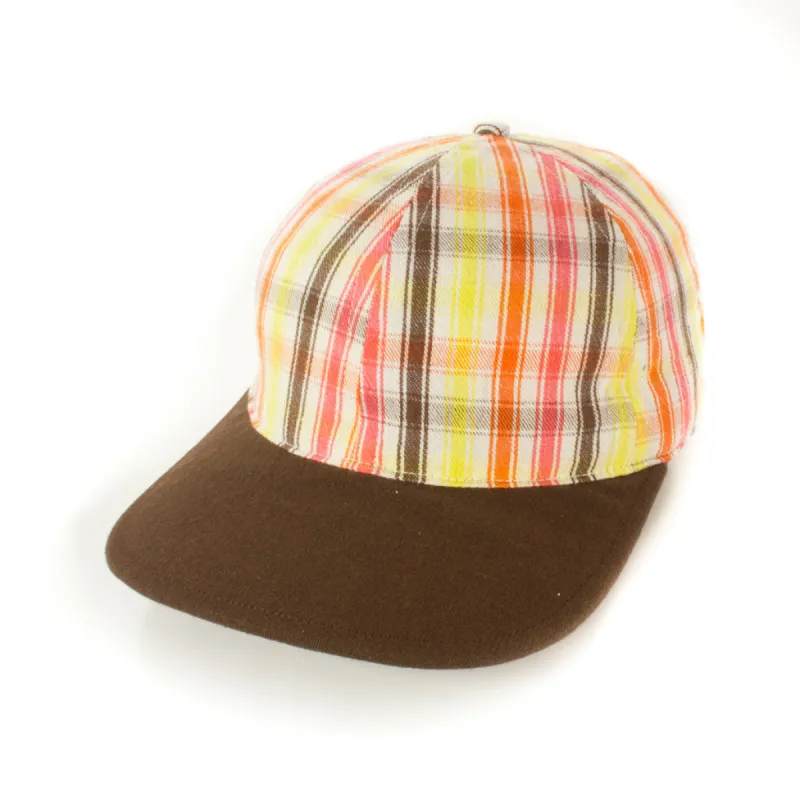 Brown/Orange/Yellow/Pink Plaid w/ Brown Brim sold by OldHat Winnipeg