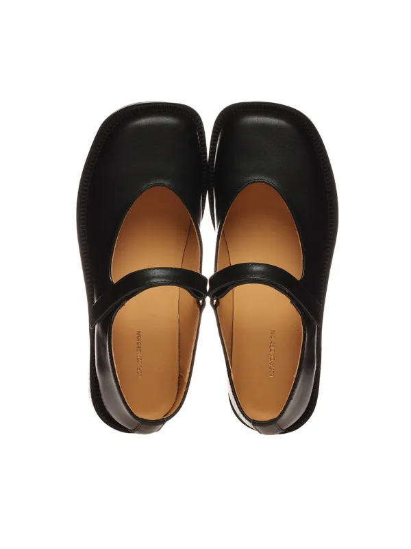 6CRAYON Unisex Black Full-Grain Leather Mary Janes made by 6cRAyon