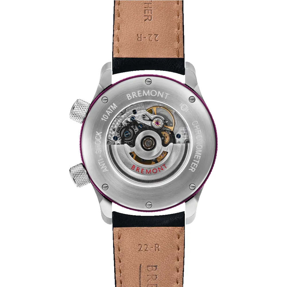 MBII Custom Stainless Steel, Black Dial with Purple Barrel & Open Case Back sold by Bremont product image thumbnail 3