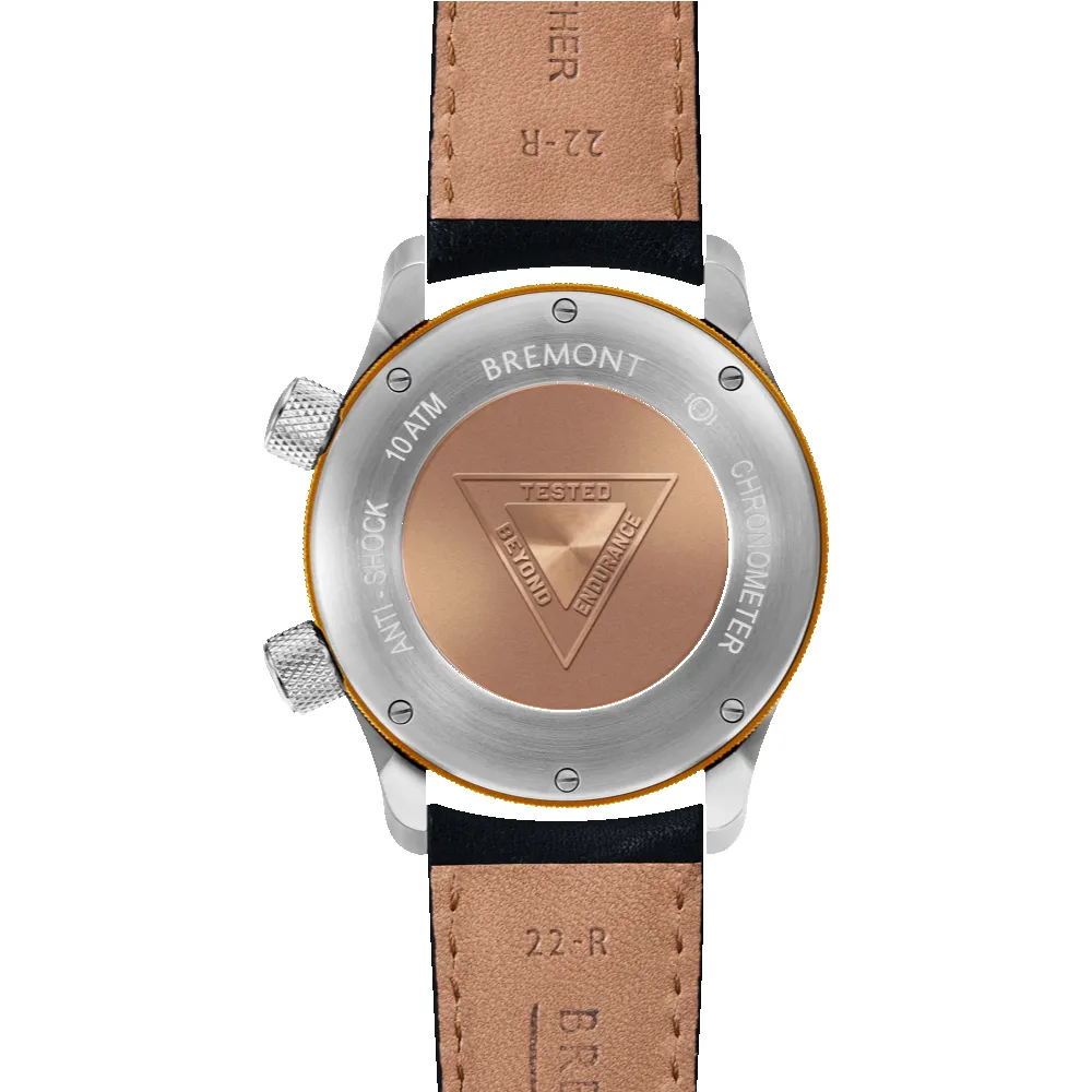 MBII Custom Stainless Steel, Blue Dial with Yellow Barrel & Closed Case Back sold by Bremont product image thumbnail 3