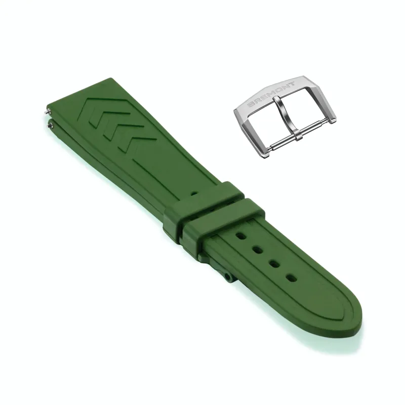 Supermarine Green Rubber Strap, with Steel Buckle sold by Bremont