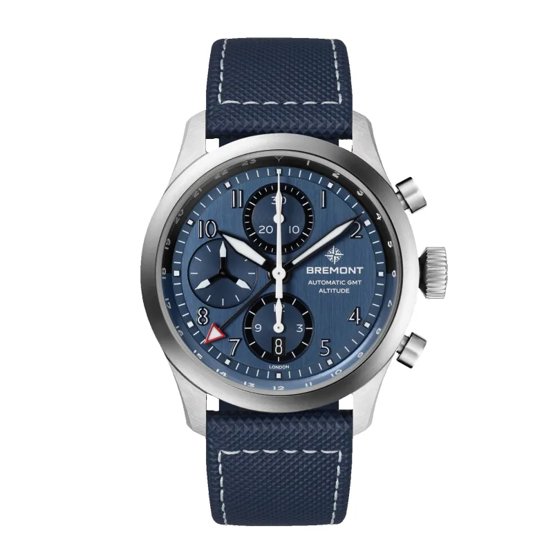 Altitude 42mm Chronograph GMT Blue Dial Leather Strap made by Bremont