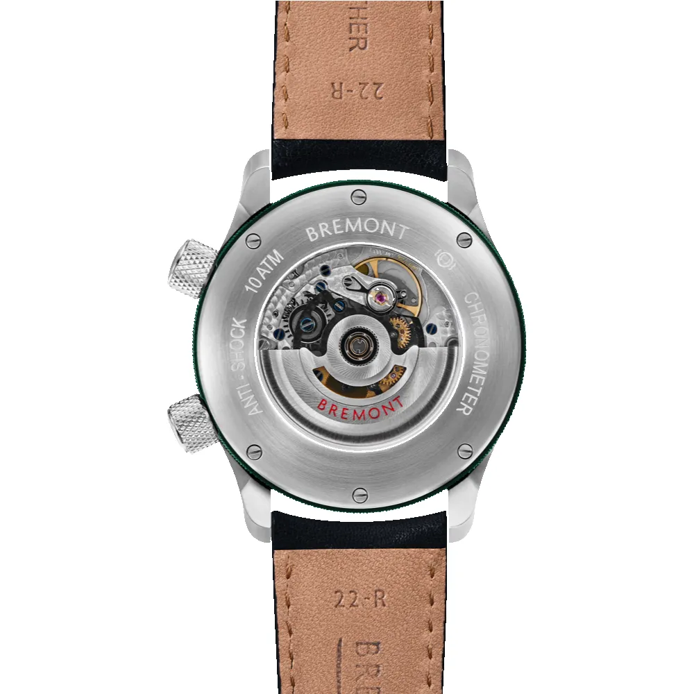 MBII Custom Stainless Steel, White Dial with Green Barrel & Open Case Back sold by Bremont product image thumbnail 3