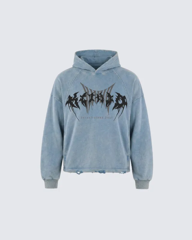KIIKIO Boxy Fit Snow-Washed Distressed Hoodie sold by KIIKIO