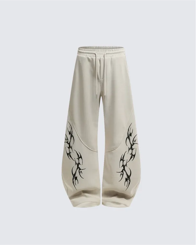 Embroidered Graphic Wide-Leg Sweatpants sold by KIIKIO