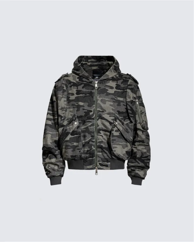 Camouflage Hooded Cargo Jacket sold by KIIKIO