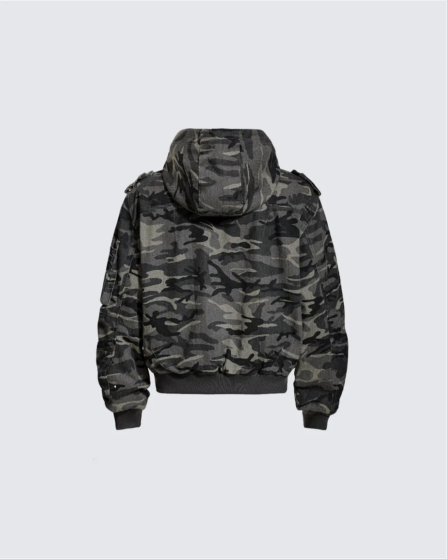 Camouflage Hooded Cargo Jacket sold by KIIKIO product image thumbnail 2