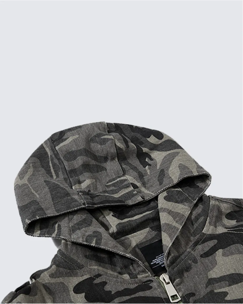 Camouflage Hooded Cargo Jacket sold by KIIKIO product image thumbnail 3
