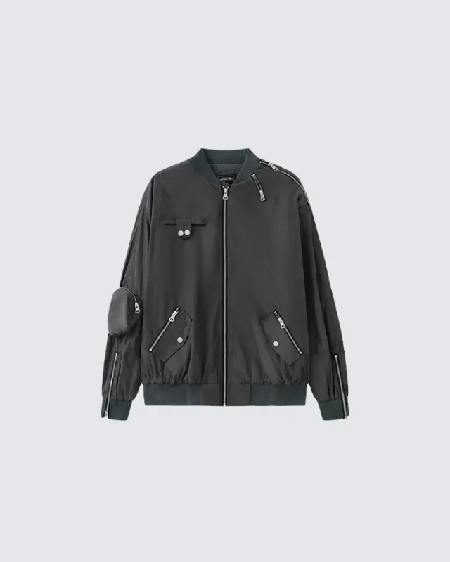 Multi-Pocket Utility Bomber Jacket sold by KIIKIO