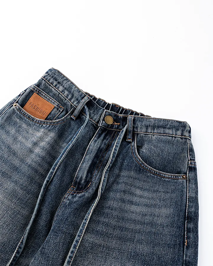 Zip-Off Panel Wide-Leg Denim Pants sold by KIIKIO product image thumbnail 4