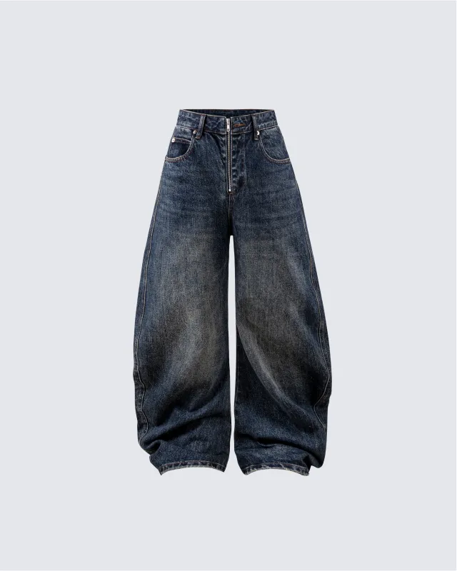 Vintage Wide-Leg Scimitar-Cut Jeans sold by KIIKIO