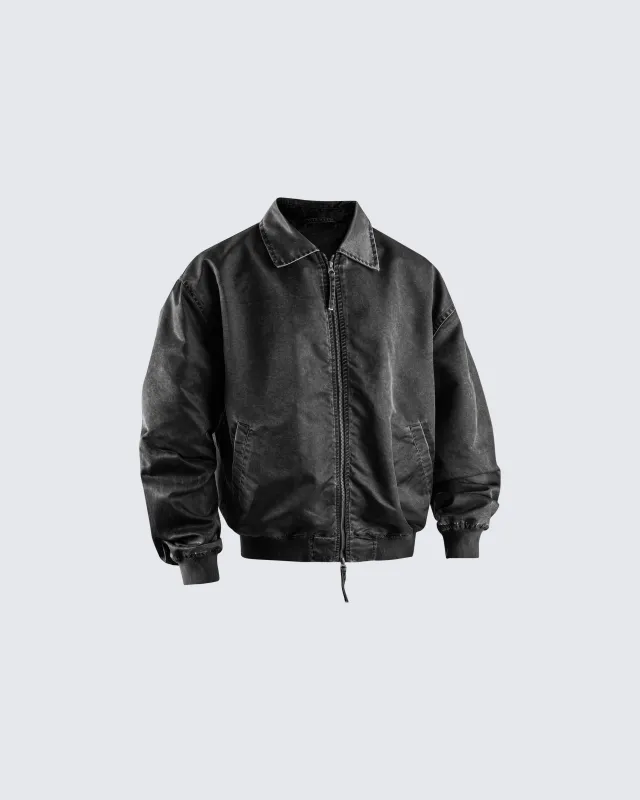 Washed Zip-Up Cotton Jacke sold by KIIKIO