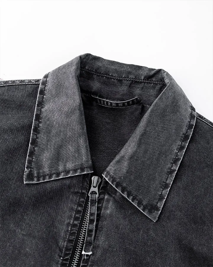 Washed Zip-Up Cotton Jacke sold by KIIKIO product image thumbnail 3