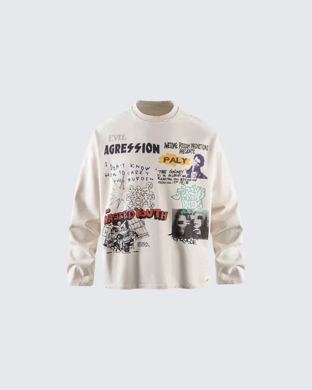 Graphic Printed Long Sleeve T-shirt sold by KIIKIO