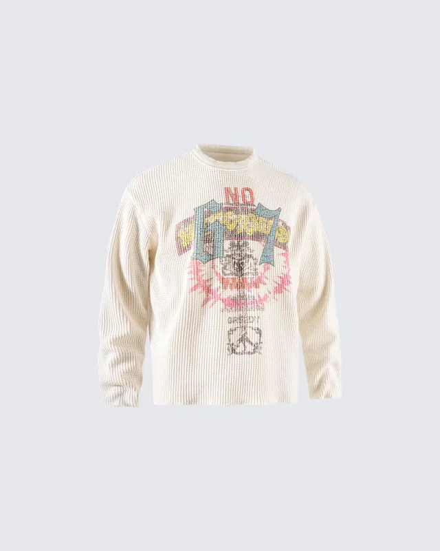 Graphic Printed Waffle Knit Sweatshirt sold by KIIKIO