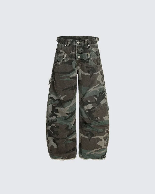 Camouflage Cargo Pants with Double Waist sold by KIIKIO
