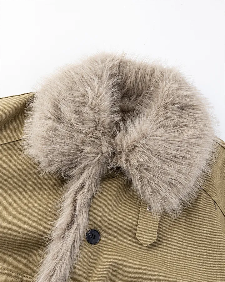 Faux Fur Collar Fleece-Lined Jacket sold by KIIKIO product image thumbnail 4