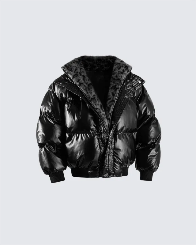 Glossy Fleece-Lined Puffer Jacket sold by KIIKIO