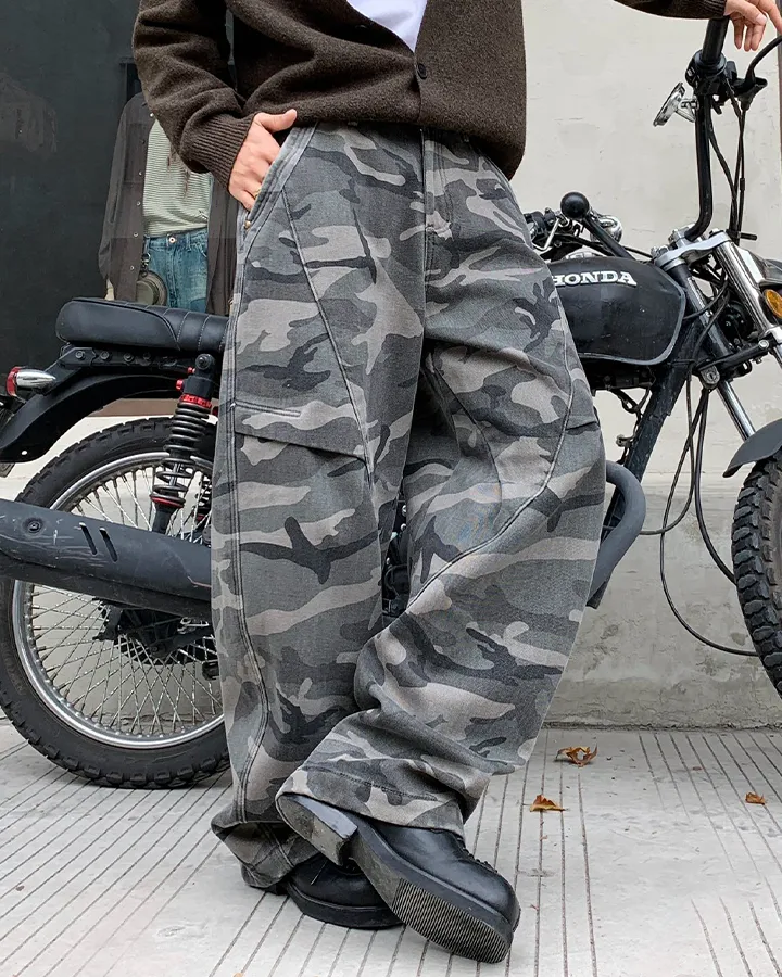 Camo Loose-Fit Cargo Pants with Fleece Lining sold by KIIKIO product image thumbnail 2