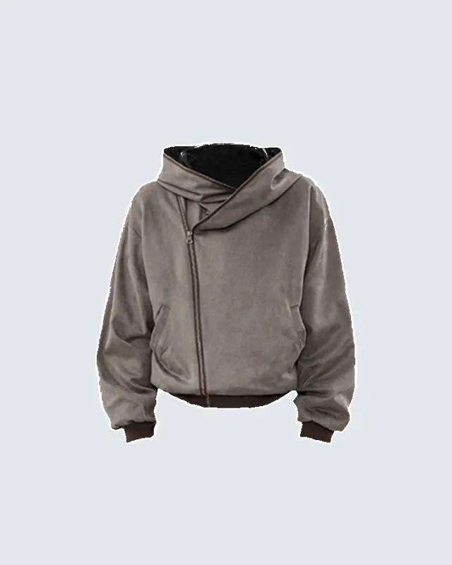 Faux Fur Zip-Up Hoodie sold by KIIKIO