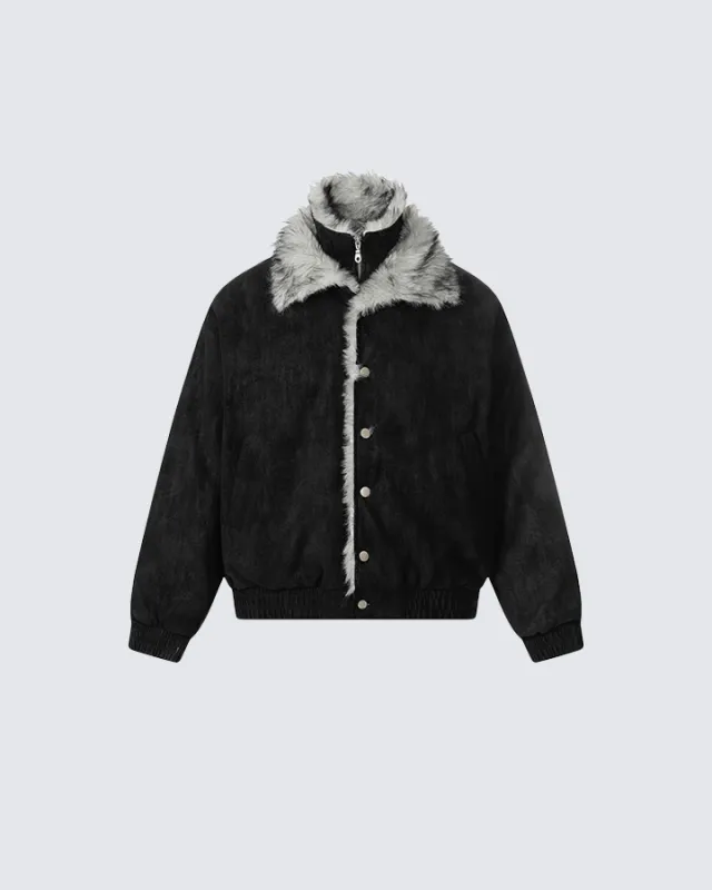 Faux Fur Trimmed Bomber Jacket sold by KIIKIO