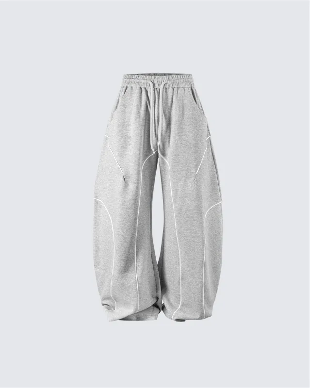 Loose-Fit Sweatpants with White Piping sold by KIIKIO