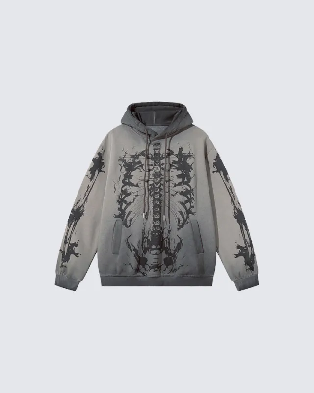Autumn Winter Gradient Skeleton Print Hoodie sold by KIIKIO