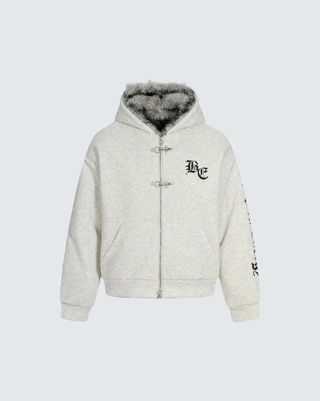 Fleece-Lined Toggle Zip Hoodie sold by KIIKIO
