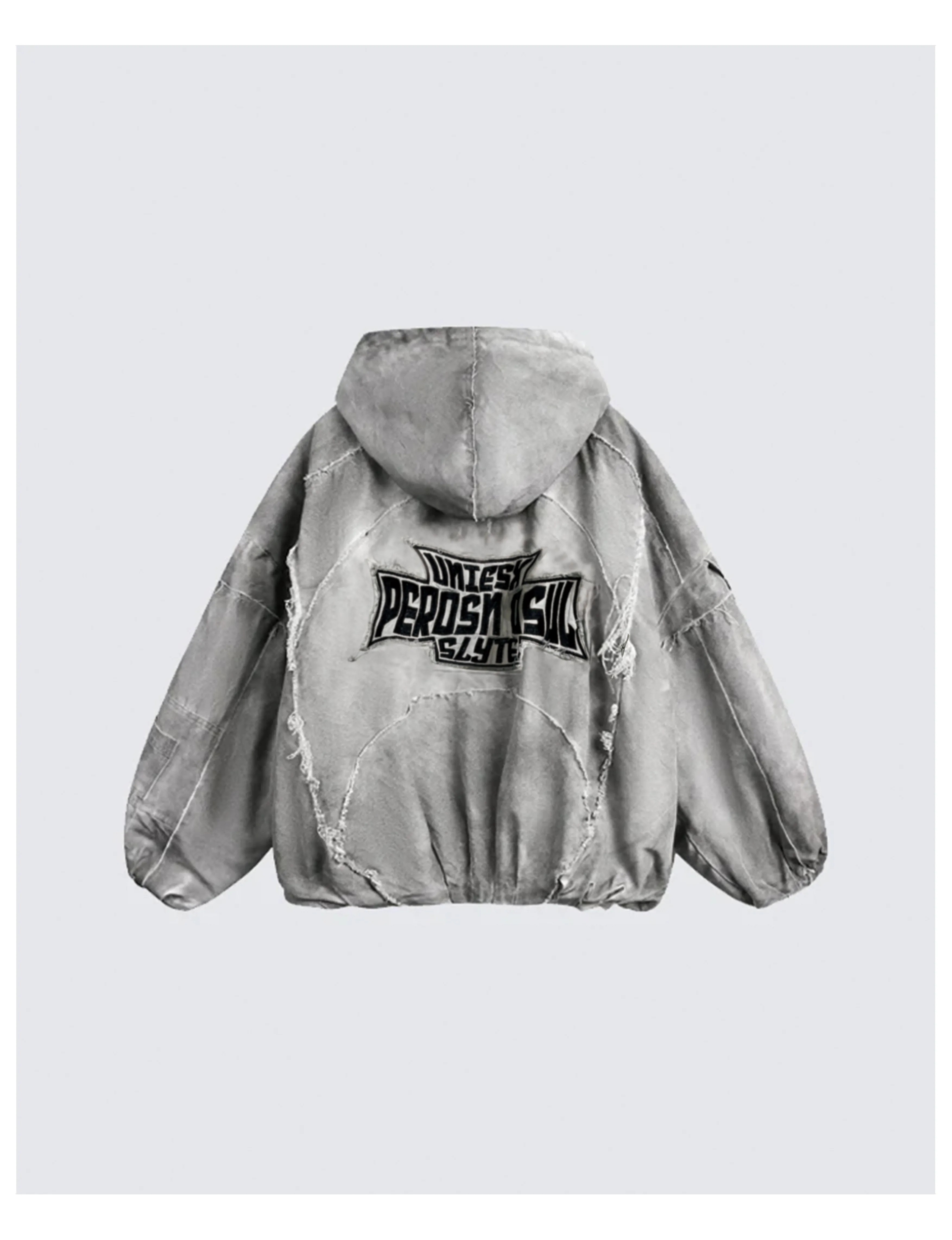 Distressed Embroidered Padded Hooded Jacket sold by KIIKIO product image thumbnail 5