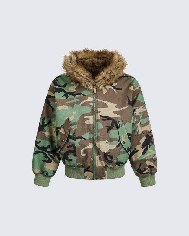 Trendy Street Short Hooded Camo Cotton Coat sold by KIIKIO