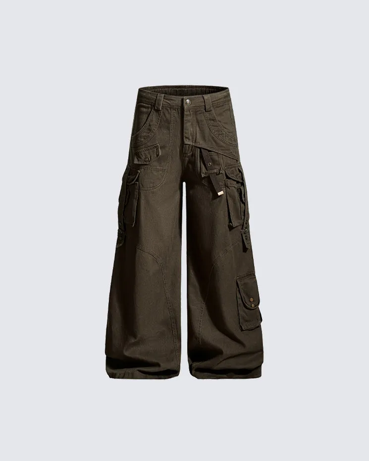 New Solid Color Multi-Pocket Cargo Pants sold by KIIKIO