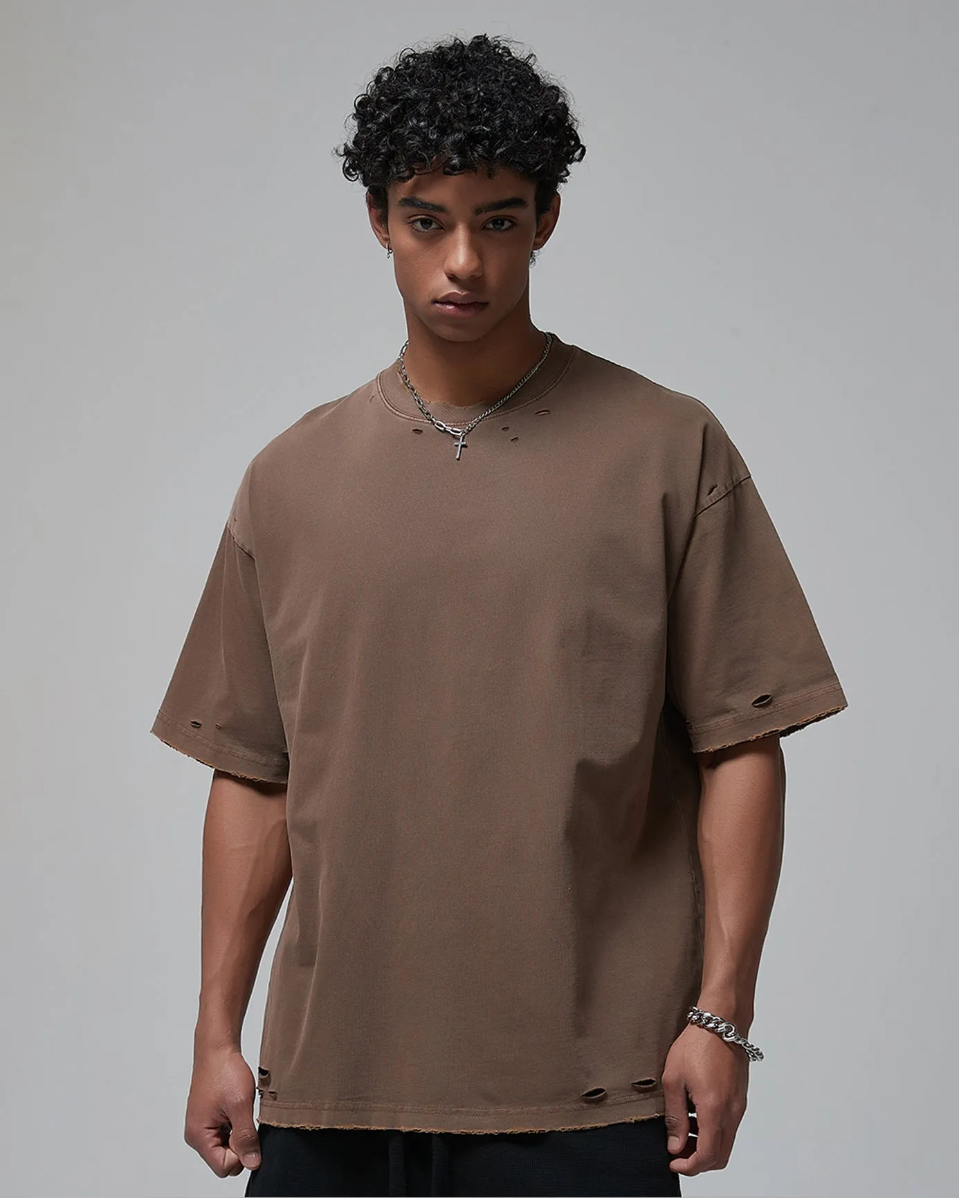 Street Fashion Distressed Short Boxy Tee sold by KIIKIO product image thumbnail 2