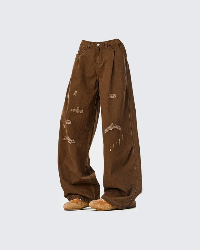 American Retro Wrinkled Straight-Leg Cargo Pants sold by KIIKIO