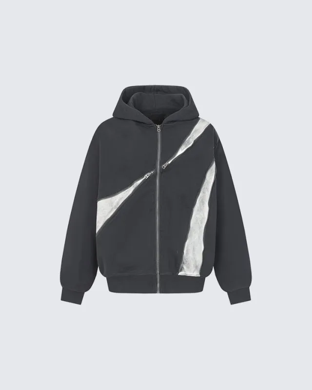 Zipper Design Hooded Sweatshirt sold by KIIKIO