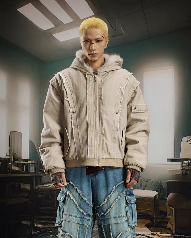 Patchwork Thick Hooded Cotton Jacket sold by KIIKIO product image thumbnail 5