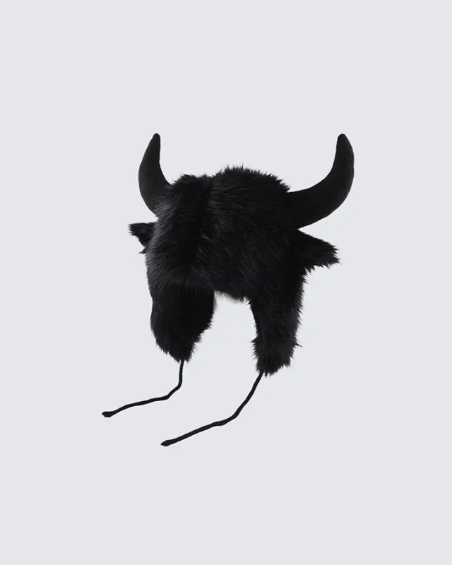 Black Horn Faux Fur Trapper Hat sold by KIIKIO