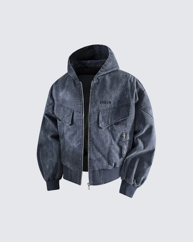 Tie-Dye Denim Bomber Jacket sold by KIIKIO product image thumbnail 3